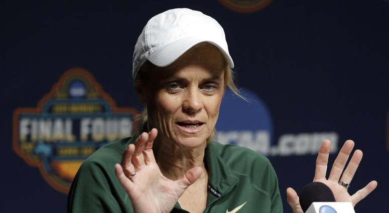 Baylor head coach Kim Mulkey gestures during a news conference at the women's Final Four NCAA college basketball tournament Saturday, April 6, 2019, in Tampa, Fla. Baylor will play Notre Dame for the national championship on Sunday. Baylor head coach Kim Mulkey gestures during a news conference at the women's Final Four NCAA college basketball tournament Saturday, April 6, 2019, in Tampa, Fla. Baylor will play Notre Dame for the national championship on Sunday.