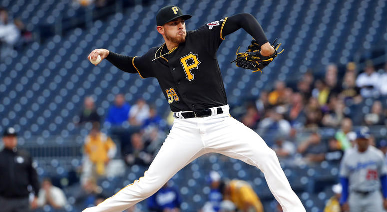 Pittsburgh Pirates starting pitcher Joe Musgrove delivers during the first inning of the team's baseball game against the Los Angeles Dodgers in Pittsburgh DO NOT USE