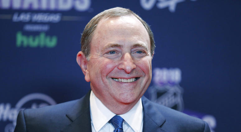 Gary Bettman, commissioner of the National Hockey League, poses on the red carpet before the NHL Awards in Las Vegas. DO NOT USE