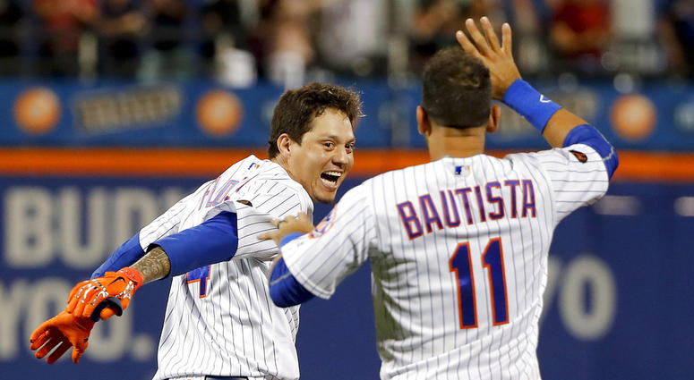 New York Mets' Wilmer Flores and Jose Bautista New York Mets' Wilmer Flores and Jose Bautista