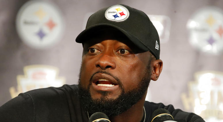 Pittsburgh Steelers head coach Mike Tomlin meets with reporters after an NFL football game against the Kansas City Chiefs in Pittsburgh, Sunday, Sept. 16, 2018. DO NOT USE