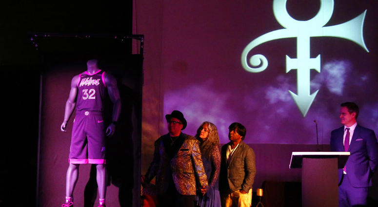 Minnesota Timberwolves uniform, left, honoring the legacy of Prince Minnesota Timberwolves uniform, left, honoring the legacy of Prince