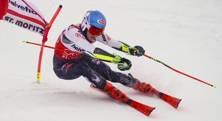 United States' Mikaela Shiffrin competes during a slalom qualifying run for a women's World Cup parallel event, in St. Moritz, Switzerland United States' Mikaela Shiffrin competes during a slalom qualifying run for a women's World Cup parallel event, in St. Moritz, Switzerland