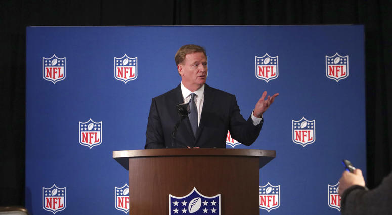 NFL commissioner Roger Goodell speaks to reporters during a news conference after the football leagues' meeting in Irving, Texas, Wednesday, Dec. 12, 2018 NFL commissioner Roger Goodell speaks to reporters during a news conference after the football leagues' meeting in Irving, Texas, Wednesday, Dec. 12, 2018