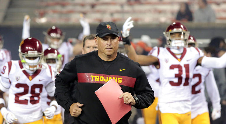 Southern California head coach Clay Helton Southern California head coach Clay Helton