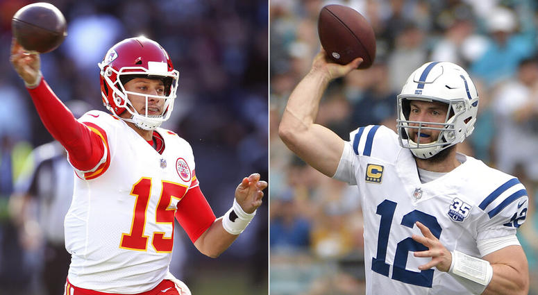 Kansas City Chiefs quarterback Patrick Mahomes, Indianapolis Colts quarterback Andrew Luck Kansas City Chiefs quarterback Patrick Mahomes, Indianapolis Colts quarterback Andrew Luck