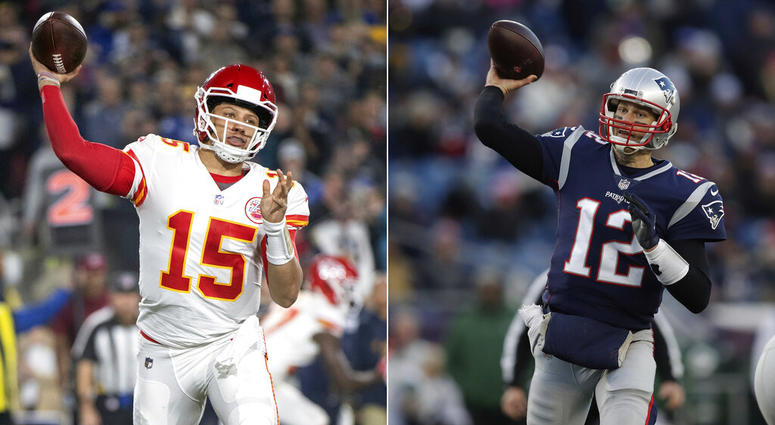 Kansas City Chiefs quarterback Patrick Mahomes; Patriots quarterback Tom Brady Kansas City Chiefs quarterback Patrick Mahomes; Patriots quarterback Tom Brady
