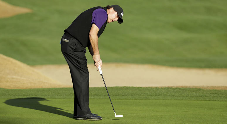 Phil Mickelson watches his putt on the 10th hole during the second round of the Desert Classic golf tournament on the Nicklaus Tournament Course at PGA West Phil Mickelson watches his putt on the 10th hole during the second round of the Desert Classic golf tournament on the Nicklaus Tournament Course at PGA West