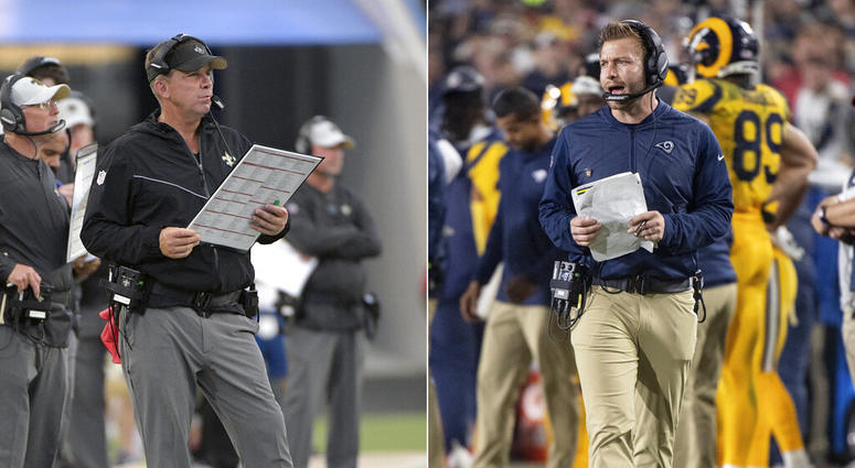 New Orleans Saints head coach Sean Payton; Los Angeles Rams head coach Sean McVay New Orleans Saints head coach Sean Payton; Los Angeles Rams head coach Sean McVay