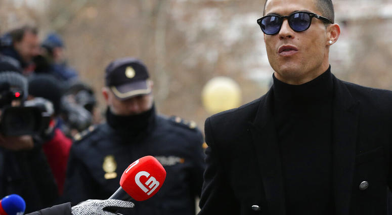 Cristiano Ronaldo arrives at the court in Madrid on Tuesday, Jan. 22, 2019 AP DO NOT USE