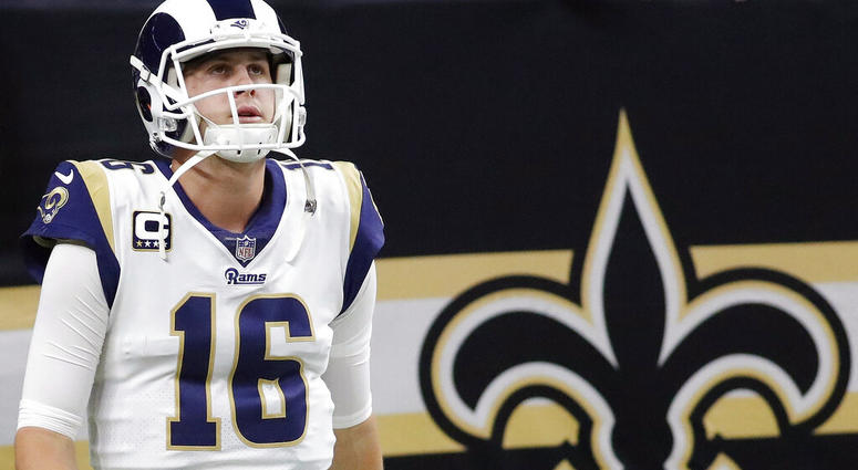 Los Angeles Rams' Jared Goff takes the field before the NFL football NFC championship game against the New Orleans Saints in New Orleans. AP DO NOT USE