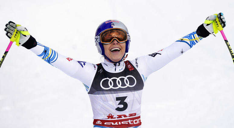United States' Lindsey Vonn smiles in the finish area after the women's downhill race, at the alpine ski World Championships in Are, Sweden, Sunday, Feb. 10, 2019 United States' Lindsey Vonn smiles in the finish area after the women's downhill race, at the alpine ski World Championships in Are, Sweden, Sunday, Feb. 10, 2019