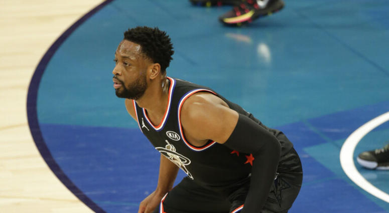 Team LeBron's Dwayne Wade, of the Miami Heat, works against Team Giannis during the second half of an NBA All-Star basketball game, Sunday, Feb. 17, 2019, in Charlotte, N.C. Team LeBron's Dwayne Wade, of the Miami Heat, works against Team Giannis during the second half of an NBA All-Star basketball game, Sunday, Feb. 17, 2019, in Charlotte, N.C.