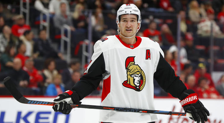 n this Friday, Dec. 14, 2018 file photo, Ottawa Senators right wing Mark Stone plays against the Detroit Red Wings in the third period of an NHL hockey game in Detroit. AP DO NOT USE