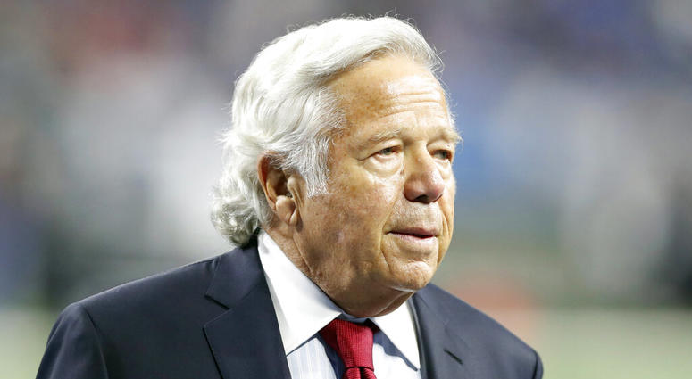 n this Sept. 23, 2018, file photo, New England Patriots owner Robert Kraft walks on the sidelines before an NFL football game against the Detroit Lions in Detroit. DO NOT USE
