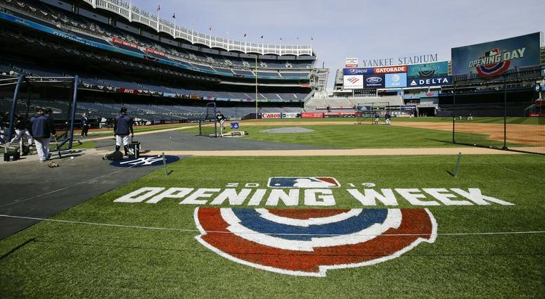 New York Yankees players take part in batting practice during a workout Wednesday, March 27, 2019, in New York. The Yankees host the Baltimore Orioles on opening day Thursday. AP DO NOT USE