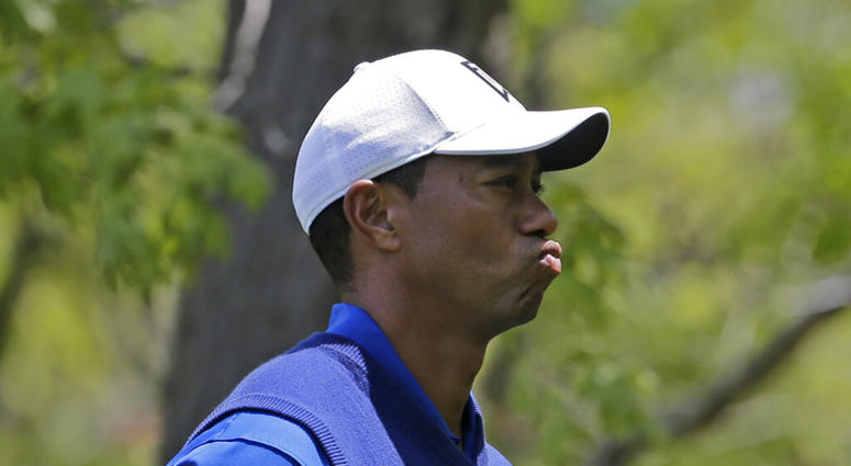 Tiger Woods reacts on the eighth hole during the first round of the PGA Championship golf tournament, Thursday, May 16, 2019, at Bethpage Black in Farmingdale, N.Y. Tiger Woods reacts on the eighth hole during the first round of the PGA Championship golf tournament, Thursday, May 16, 2019, at Bethpage Black in Farmingdale, N.Y.