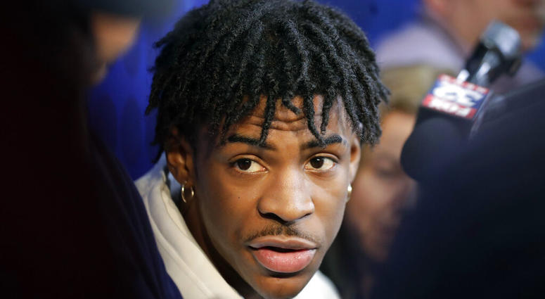 Ja Morant from Murray State, speaks with the media at the NBA draft basketball combine day one in Chicago, Thursday, May. 16, 2019. Ja Morant from Murray State, speaks with the media at the NBA draft basketball combine day one in Chicago, Thursday, May. 16, 2019.