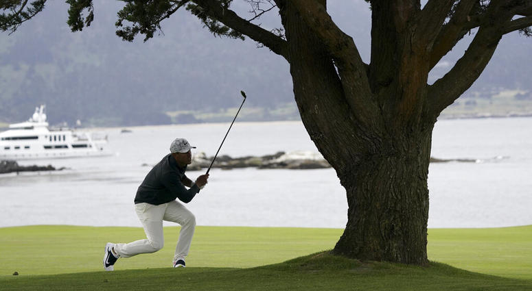 Brooks Koepka watches his shot from 18th fairway during the third round of the U.S. Open golf tournament Saturday, June 15, 2019, in Pebble Beach, Calif. ( Brooks Koepka watches his shot from 18th fairway during the third round of the U.S. Open golf tournament Saturday, June 15, 2019, in Pebble Beach, Calif. (