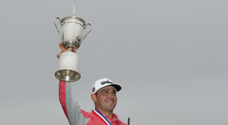 Gary Woodland celebrates with the trophy after winning the U.S. Open Championship golf tournament Sunday, June 16, 2019, in Pebble Beach, Calif. Gary Woodland celebrates with the trophy after winning the U.S. Open Championship golf tournament Sunday, June 16, 2019, in Pebble Beach, Calif.