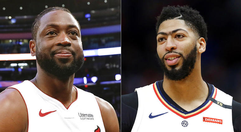 Miami Heat guard Dwyane Wade and New Orleans Pelicans forward Anthony Davis Miami Heat guard Dwyane Wade and New Orleans Pelicans forward Anthony Davis