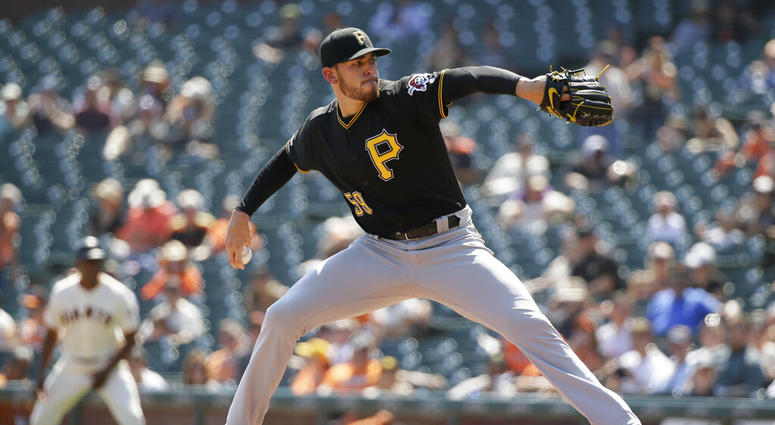Pittsburgh Pirates starting pitcher Joe Musgrove works in the first inning of a baseball game against the San Francisco Giants, Thursday, Sept. 12, 2019, in San Francisco. Pittsburgh Pirates starting pitcher Joe Musgrove works in the first inning of a baseball game against the San Francisco Giants, Thursday, Sept. 12, 2019, in San Francisco.