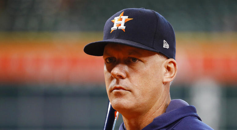 Houston Astros manager AJ Hinch watches during batting practice before Game 1 of baseball's American League Championship Series against the New York Yankees Saturday, Oct. 12, 2019, in Houston. Houston Astros manager AJ Hinch watches during batting practice before Game 1 of baseball's American League Championship Series against the New York Yankees Saturday, Oct. 12, 2019, in Houston.