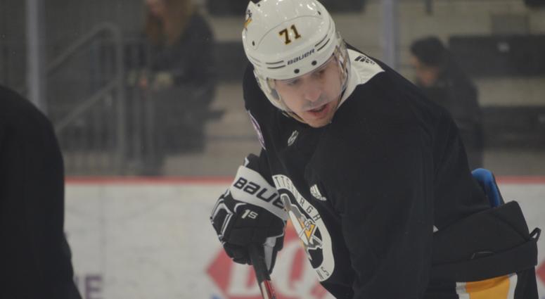 Penguins center Evgeni Malkin at practice in April 2019
