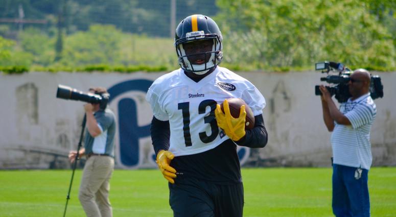 James Washington makes a catch in Steelers OTAs