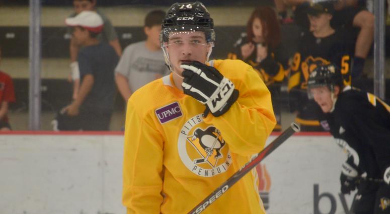 Penguins defenseman Calen Addison at development camp in June 2019