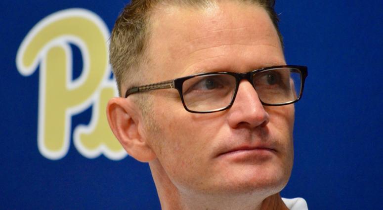 Pitt volleyball coach Dan Fisher at Fall Sports Media Day 2018