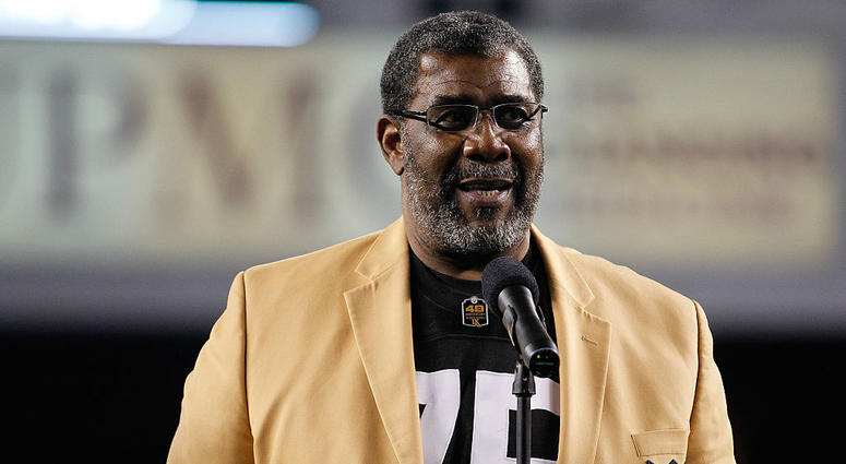 Former Pittsburgh Steelers defensive tackle Joe Greene has his number retired during a halftime ceremony against the Baltimore Ravens at Heinz Field on November 2, 2014 in Pittsburgh, Pennsylvania.