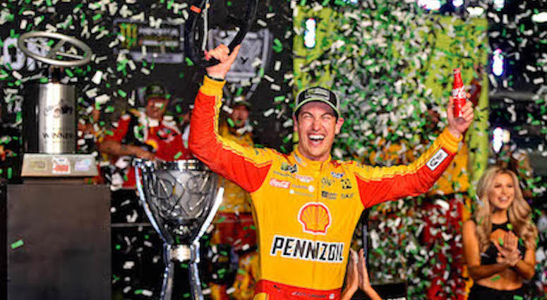 Joey Logano Celebrates In Victory Lane After Winning First NASCAR Championship Joey Logano Wins Ford EcoBoost 300 To Capture NASCAR Cup Title