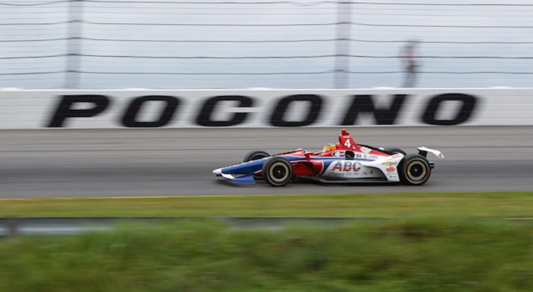 AJ Foyt Racing's Matteus Leist (4) races during the ABC Supply 500 at Pocono Raceway. ABC Supply AJ Foyt Racing's Matteus Leist At Pocono Raceway
