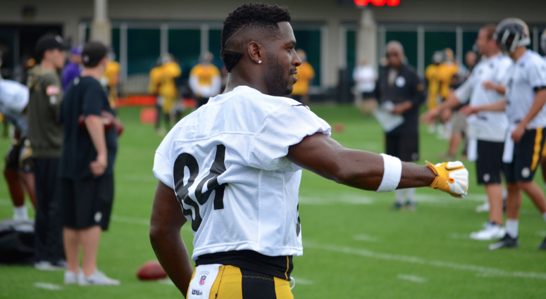 Antonio Brown stretches at the Steelers OTA session on May 24