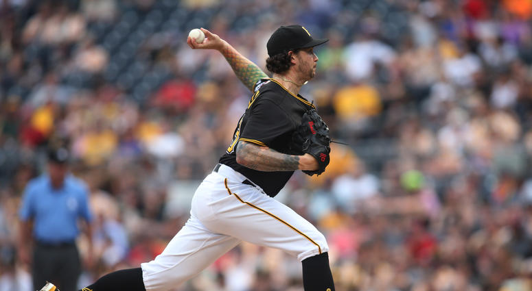 Pittsburgh Pirates relief pitcher Steven Brault (43) pitches against the Cincinnati Reds during the eighth inning at PNC Park. The Pirates won 6-2.