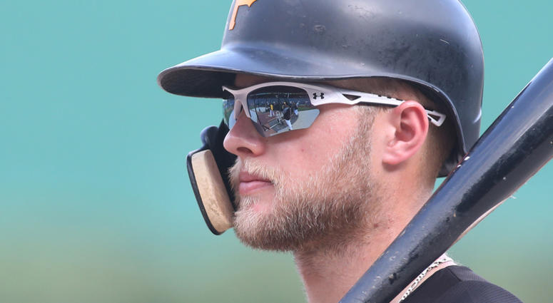 Pittsburgh Pirates outfielder Austin Meadows (17) at the batting cage before playing the Milwaukee Brewers at PNC Park.