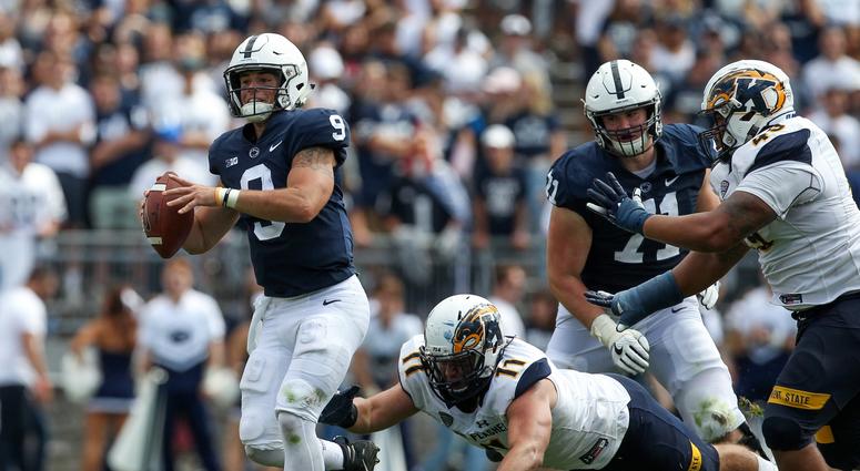 University Park, PA, USA; Penn State Nittany Lions quarterback Trace McSorley