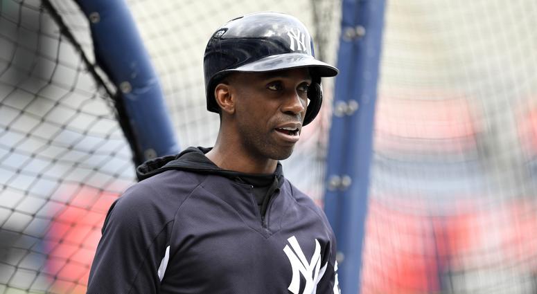 New York Yankees outfielder Andrew McCutchen during workouts one day before the 2018 American League Wild Card