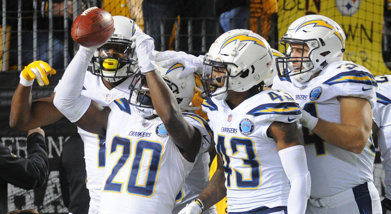 Chargers celebrating Chargers celebrating
