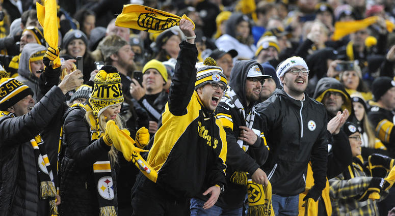 Steelers fans cheering Steelers fans cheering