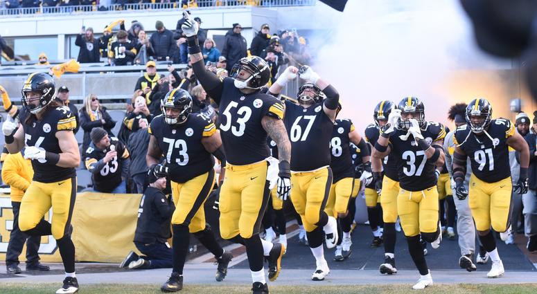 The Pittsburgh Steelers led by center Maurkice Pouncey (53) enter the field before playing the Cincinnati Bengals at Heinz Field The Pittsburgh Steelers led by center Maurkice Pouncey (53) enter the field before playing the Cincinnati Bengals at Heinz Field