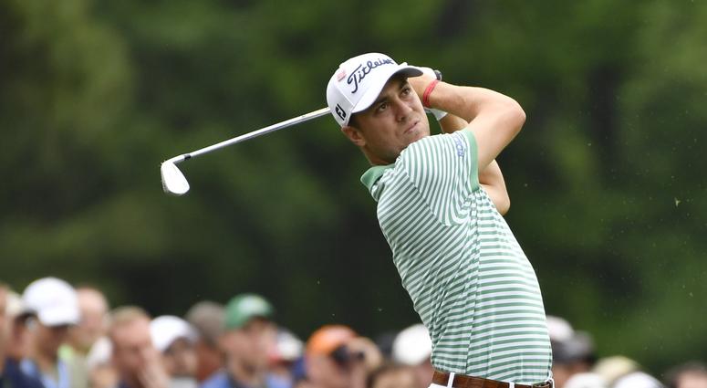 Justin Thomas hits his tee shot on the 12th hole during the final round of The Masters Justin Thomas hits his tee shot on the 12th hole during the final round of The Masters
