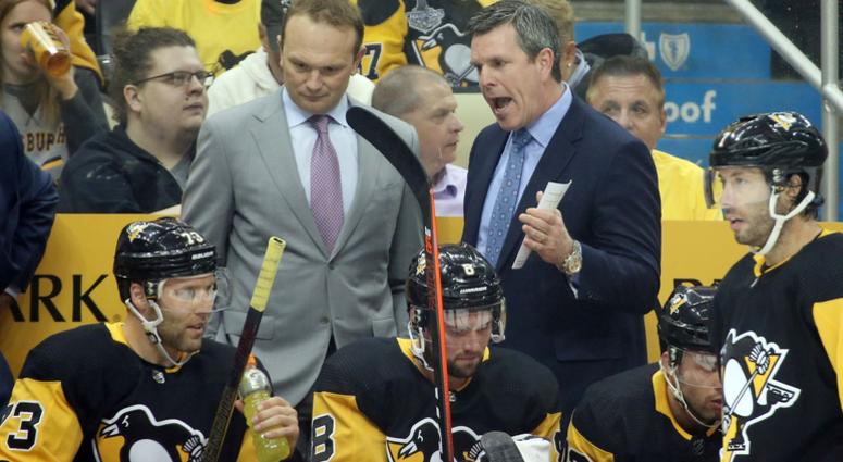 Penguins Coach Mike Sullivan reacts on the Penguins bench