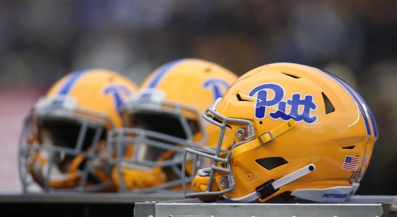 Pittsburgh Panthers helmets on the sidelines against the Virginia Tech Hokies during the first quarter at Heinz Field. Pittsburgh won 52-22.