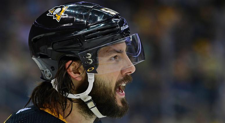 Pittsburgh Penguins defensemen Kris Letang (58) argues a penalty during the third period against the Detroit Red Wings at PPG PAINTS Arena.