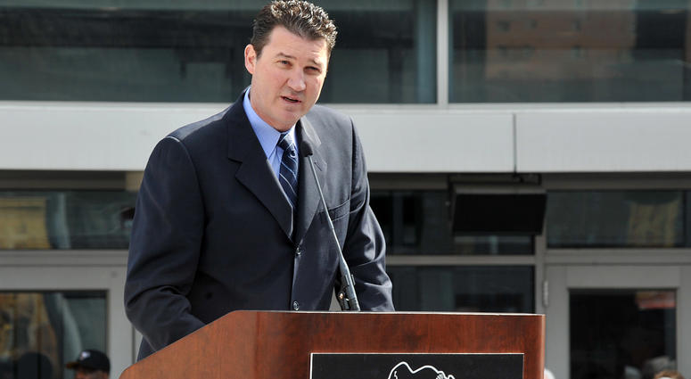 Penguins owner Mario Lemieux at the unveiling of his statue outside PPG Paints Arena