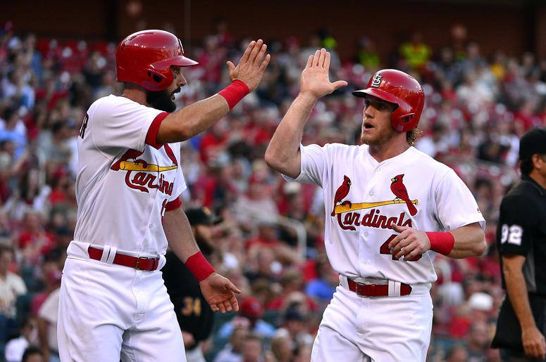 St. Louis Cardinals player celebrate. St. Louis Cardinals player celebrate.