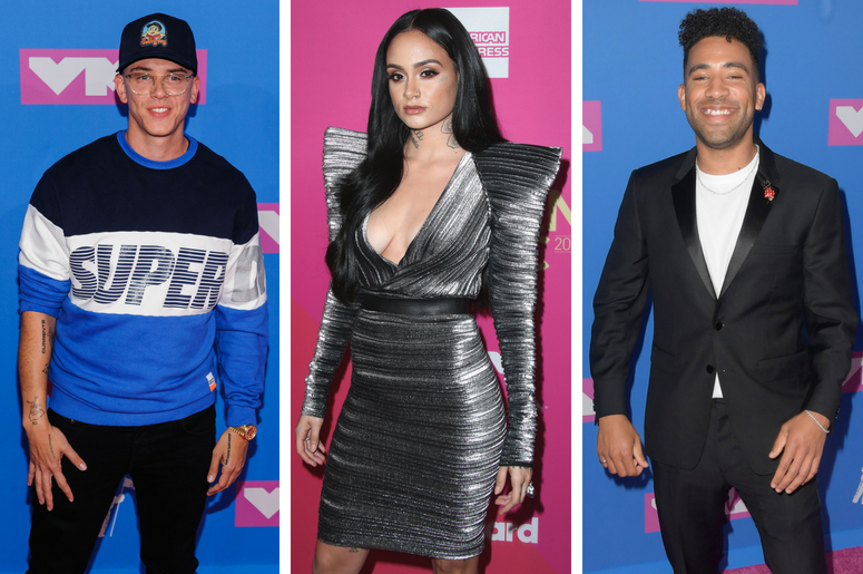 Logic | Kehlani | KYLE Logic. 2018 MTV Video Music Awards at Radio City Music Hall. / Kehlani at Billboard Women in Music 2017 at the Ray Dolby Ballroom on November 30, 2017 in Hollywood, California. / KYLE.