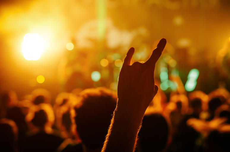 Cheering crowd at a rock concert Cheering crowd at a rock concert